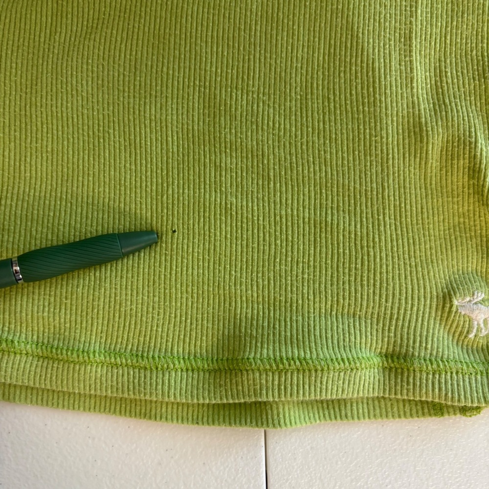 Abercrombie & Fitch Ribbed Tank Top Womens XS Lime Green Y2K Fitted Cami Tee - Picture 4 of 5